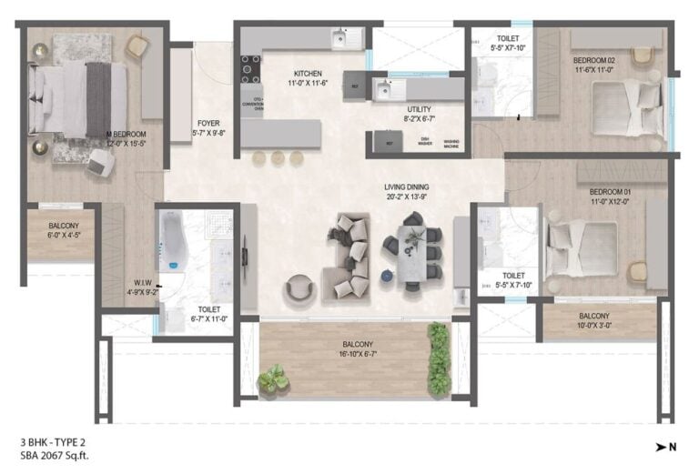 3BHK Insignia 2067 - ARATT Ayatana Residences