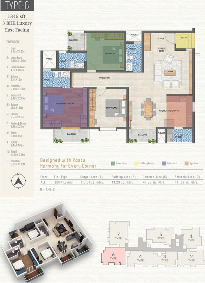 3BHK Luxury 1846 - Vanshika Natures Harmony