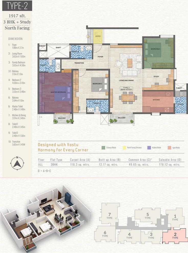 3BHK-Study 1917 - Vanshika Natures Harmony