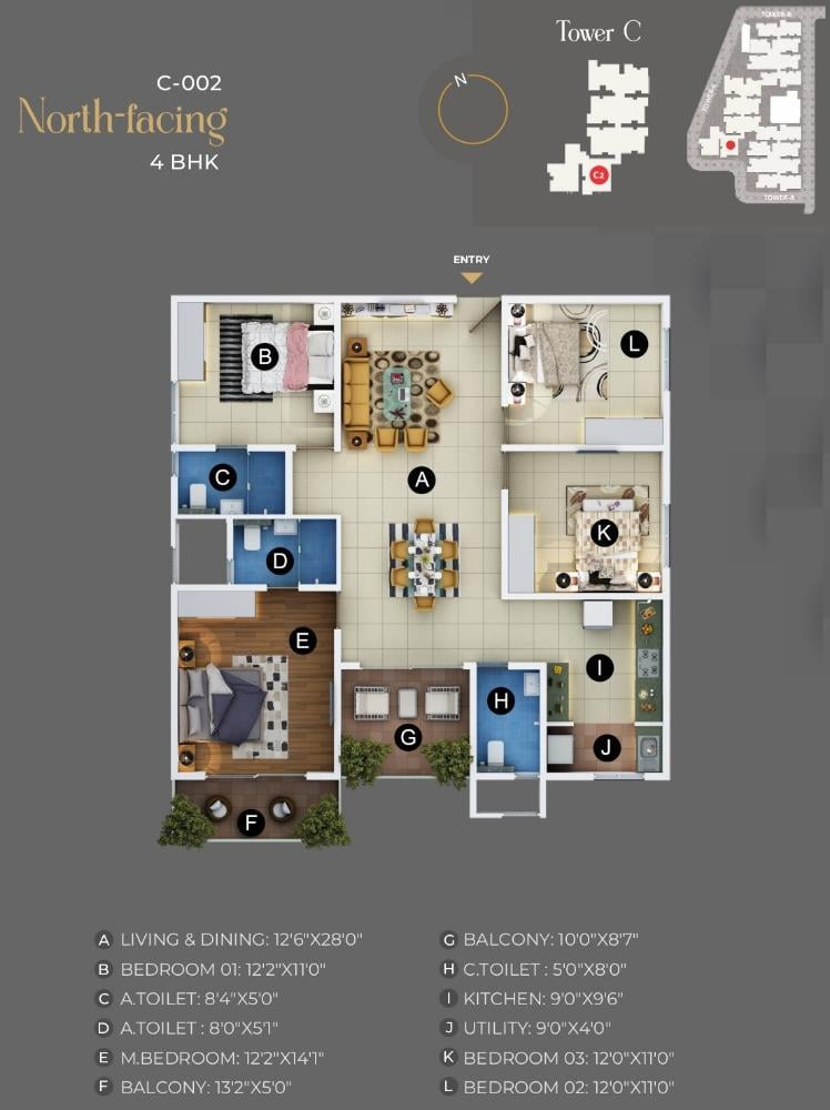 4BHK North C2 - Trendsquares Akino Panathur