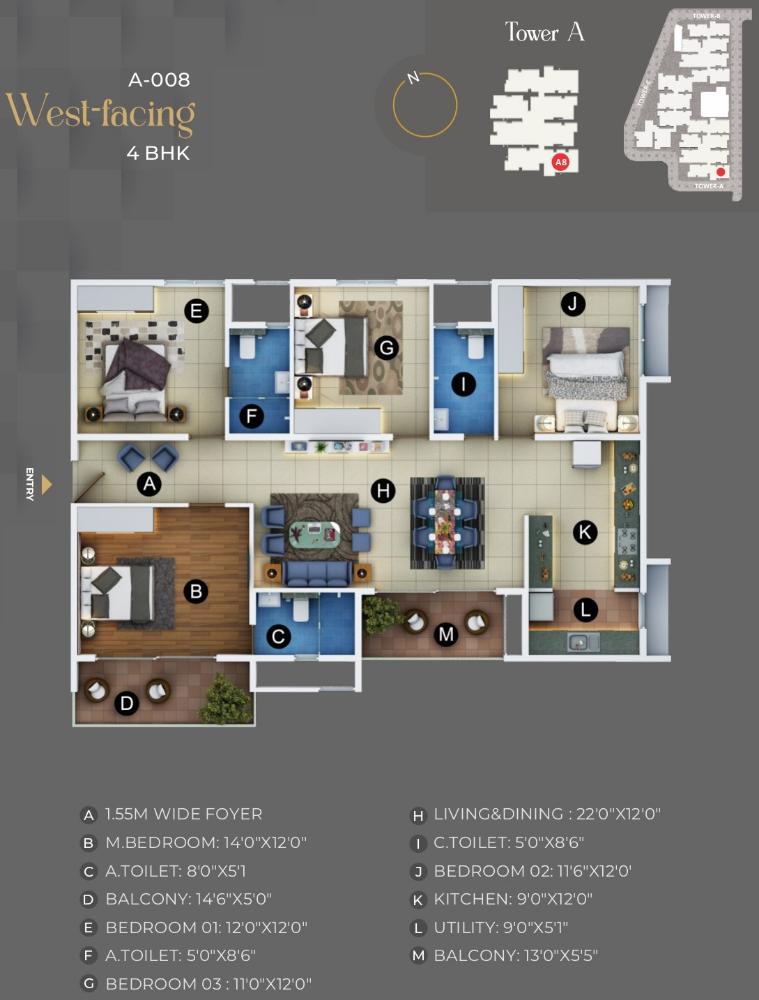 4BHK West A8 - Trendsquares Akino Panathur