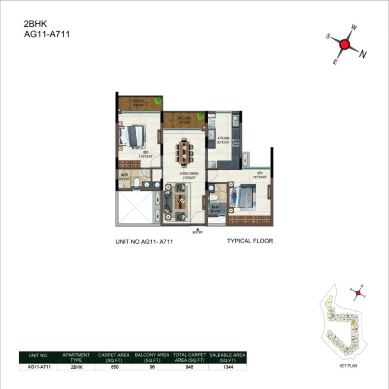 2BHK 1344 - Casagrand Promenade