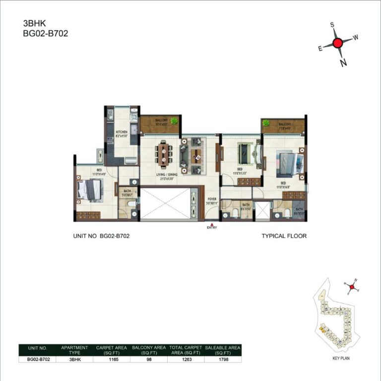 3BHK 1798 - Casagrand Promenade
