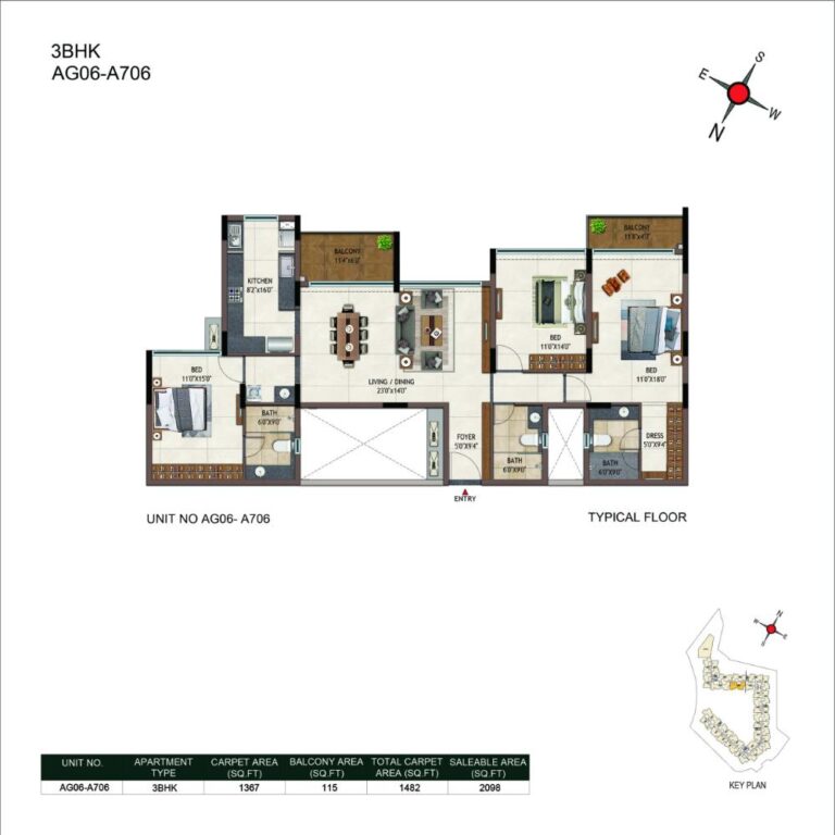 3BHK 2098 - Casagrand Promenade