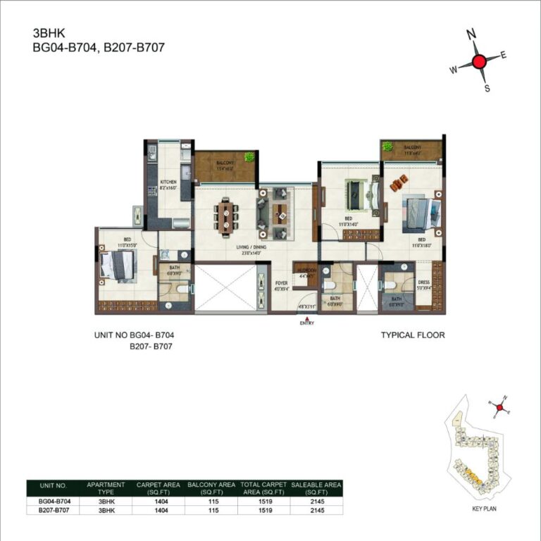 3BHK 2145 - Casagrand Promenade