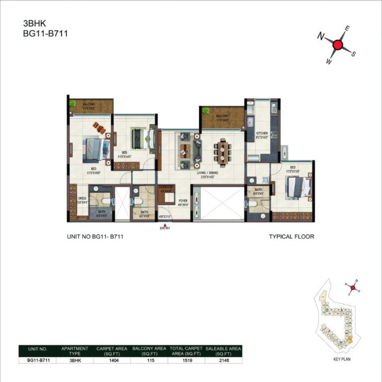 3BHK 2146 - Casagrand Promenade