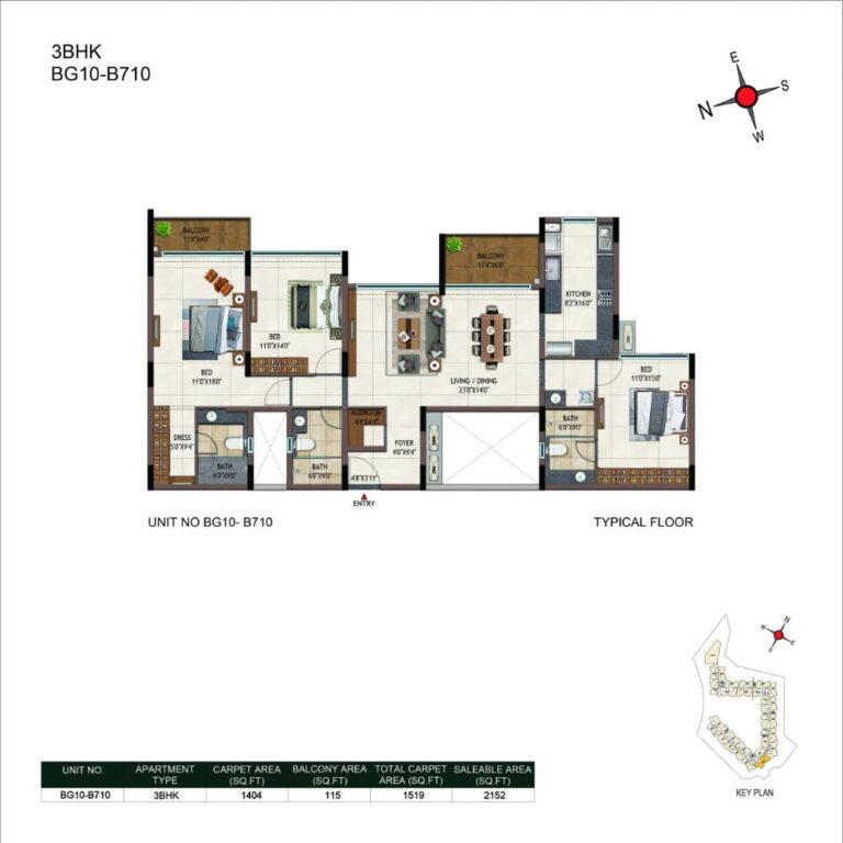 3BHK 2152 - Casagrand Promenade