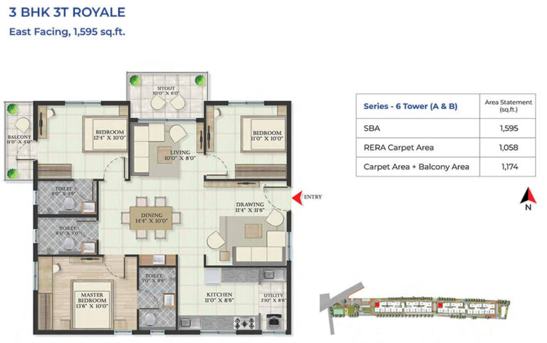 3BHK Royale 1595 - Abhee Serenity Springs