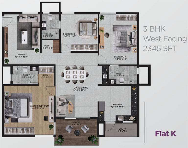 3BHK 2345 - Vian Mrida Apartments Kollur