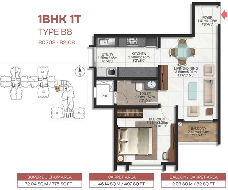 1BHK 775 - Brigade Lakecrest Bhattarahalli