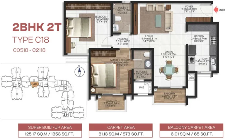 2BHK 1353 - Brigade Lakecrest Bhattarahalli