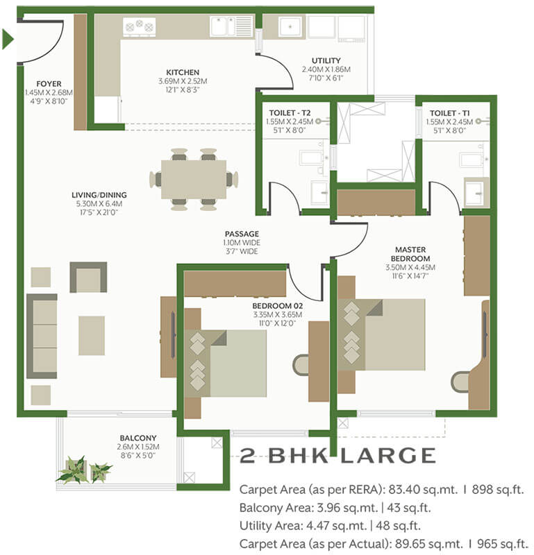 2BHK 965 - Alembic Cloud Forest Whitefield