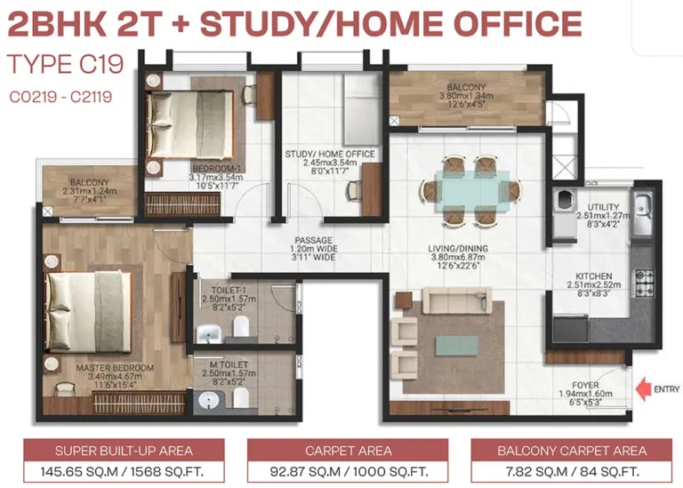 2BHK-Study 1568 - Brigade Lakecrest Bhattarahalli