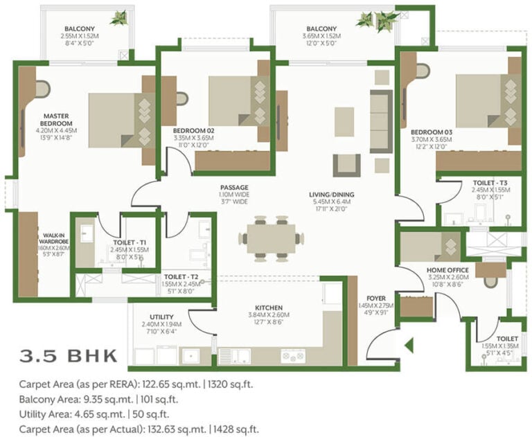 3.5BHK 1428 - Alembic Cloud Forest Whitefield