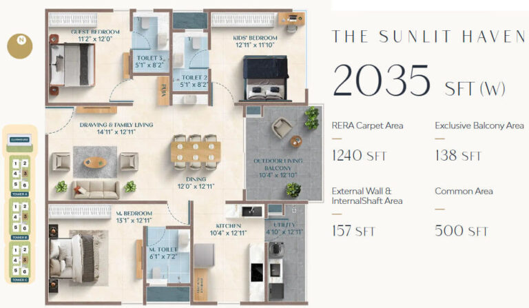 3BHK 2035 W - ASBL Broadway Hyderabad