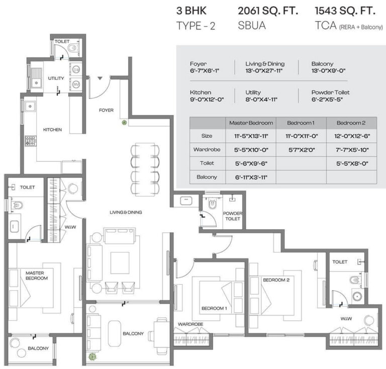 3BHK 2061 - Assetz Meru & Meadow