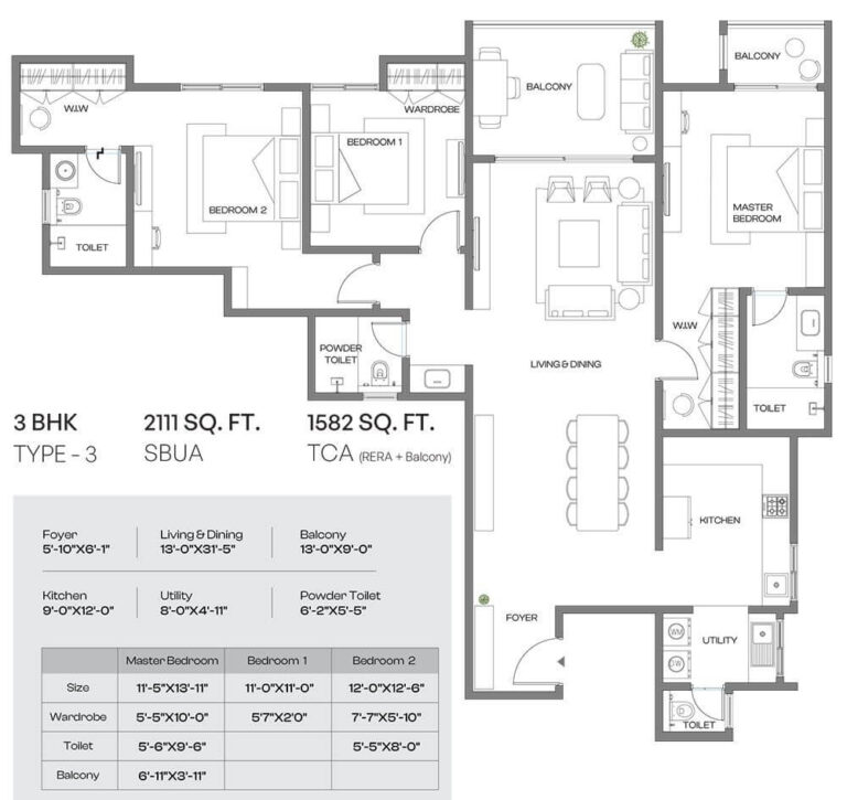3BHK 2111 - Assetz Meru & Meadow