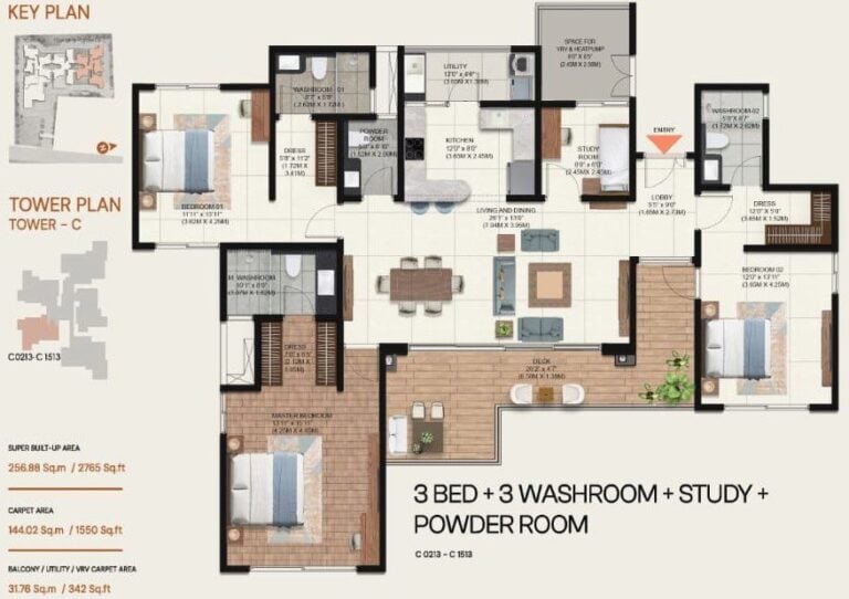 3BHK 2765 - Brigade Avalon Whitefield