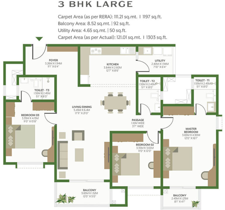 3BHK Large 1303 - Alembic Cloud Forest Whitefield