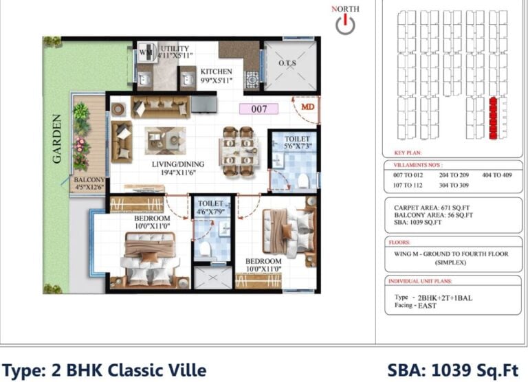 2BHK Classic 1039 - SBR Global Queensville