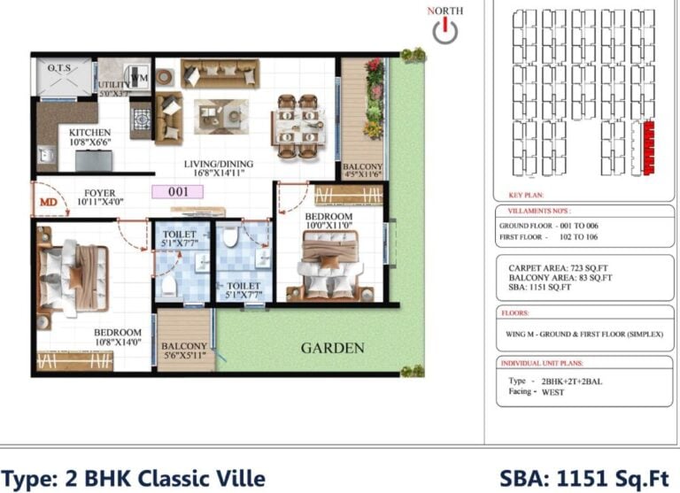 2BHK Classic 1151 - SBR Global Queensville