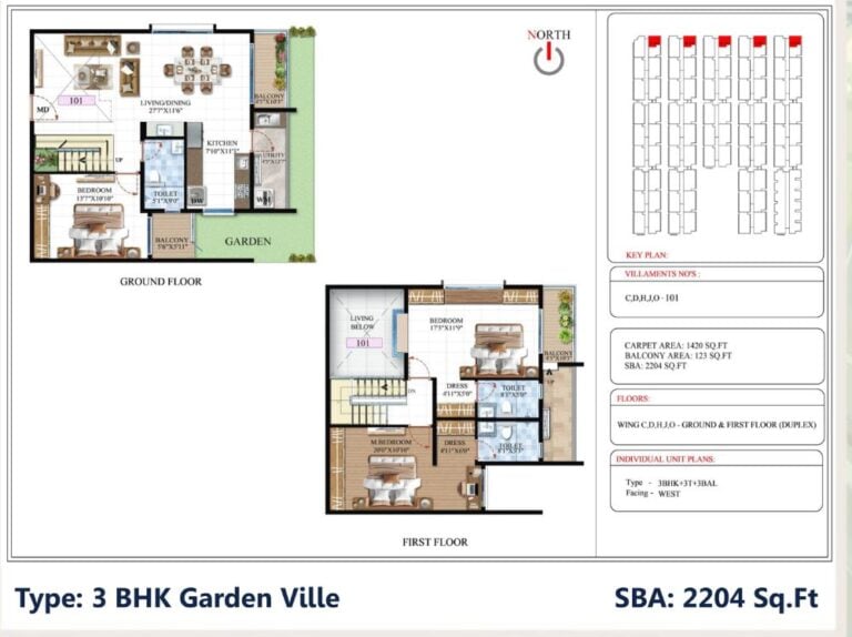 3BHK Garden 2204 - SBR Global Queensville