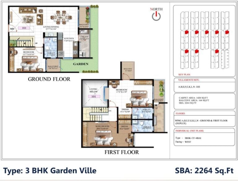 3BHK Garden 2264 - SBR Global Queensville