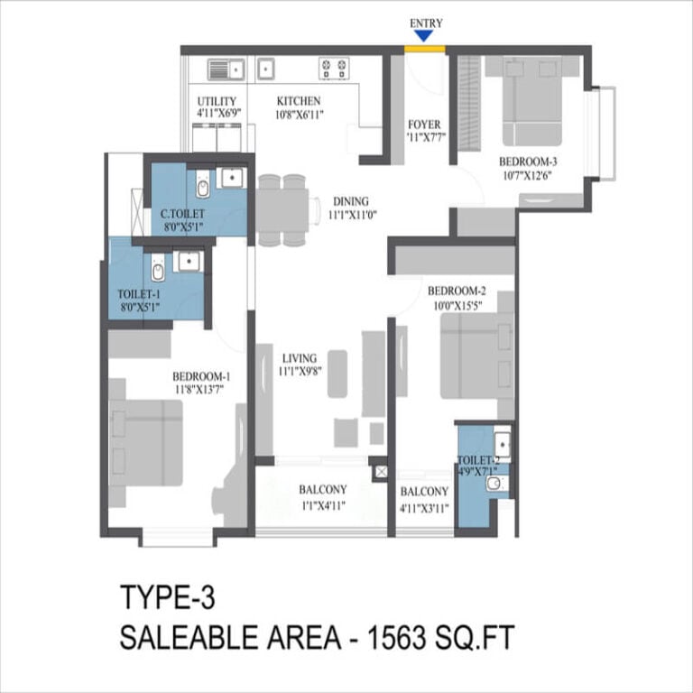 3BHK 1563 - Bren Aspera Bangalore