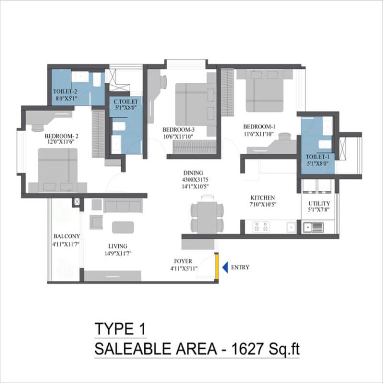 3BHK 1627 - Bren Aspera Bangalore