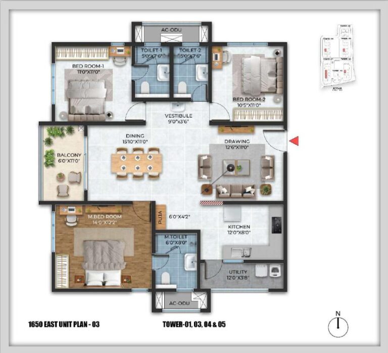 3BHK 1650 - Cybercity Stone Ridge Hyderabad
