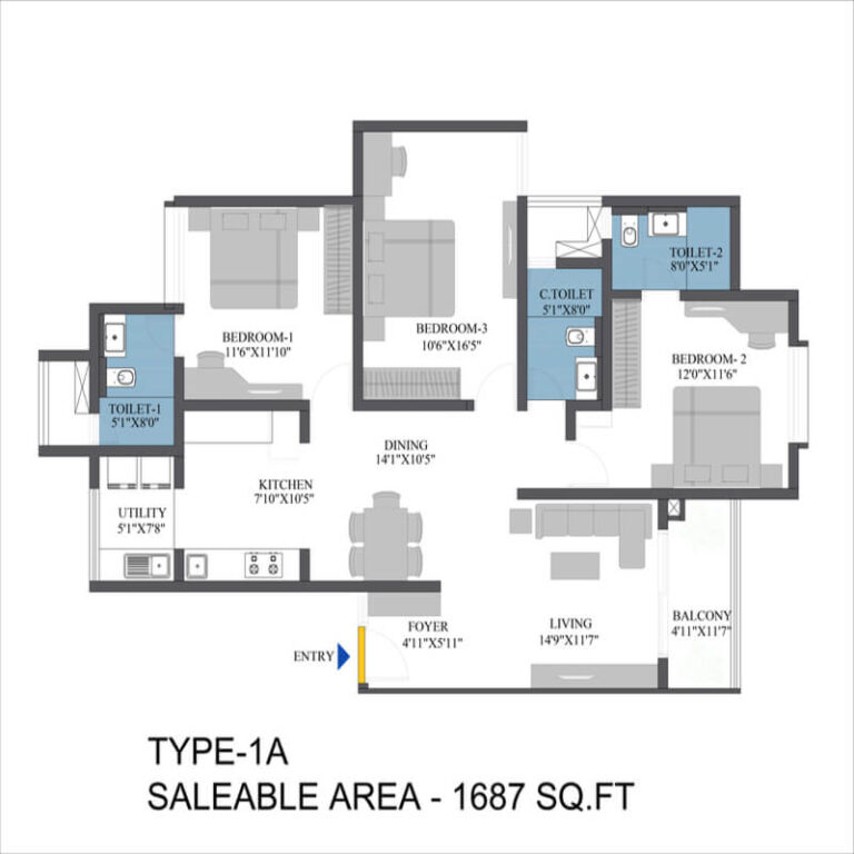 3BHK 1687 - Bren Aspera Bangalore