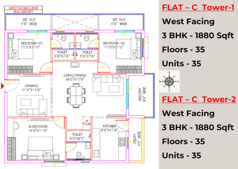 3BHK 1880 - Vian Vayu Kollur Hyderabad