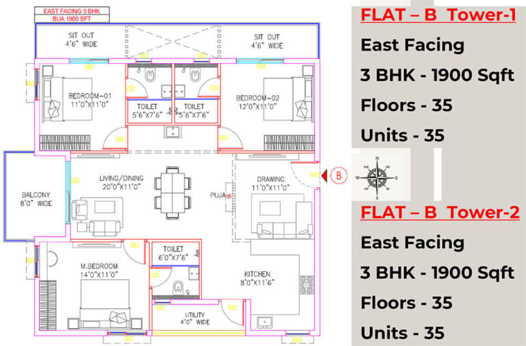 3BHK 1900 - Vian Vayu Kollur Hyderabad