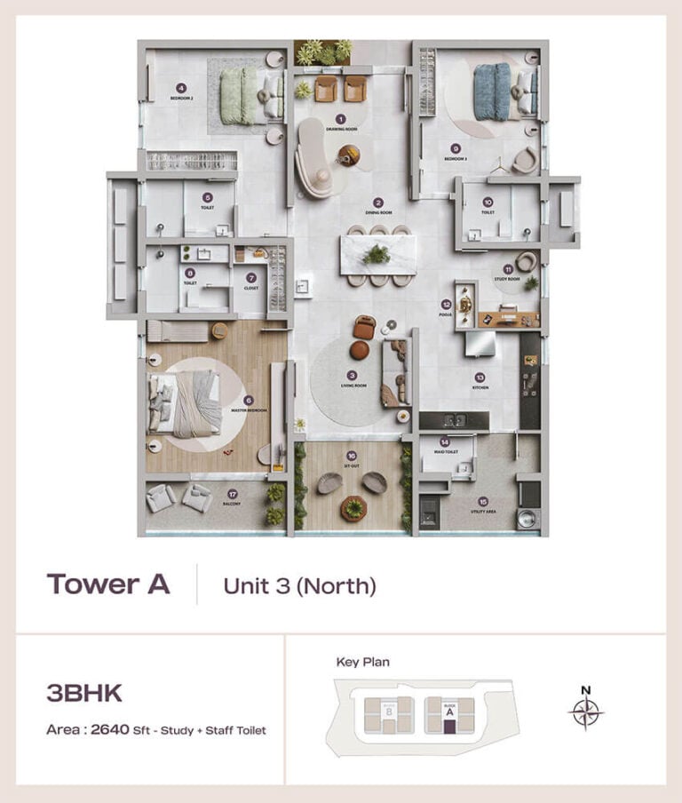 3BHK 3640 - Lansum Elena Kokapet