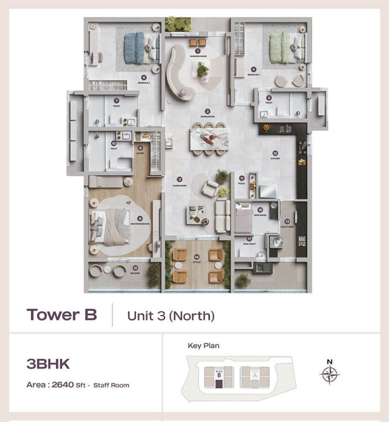 3BHK-Staff 2640 - Lansum Elena Kokapet