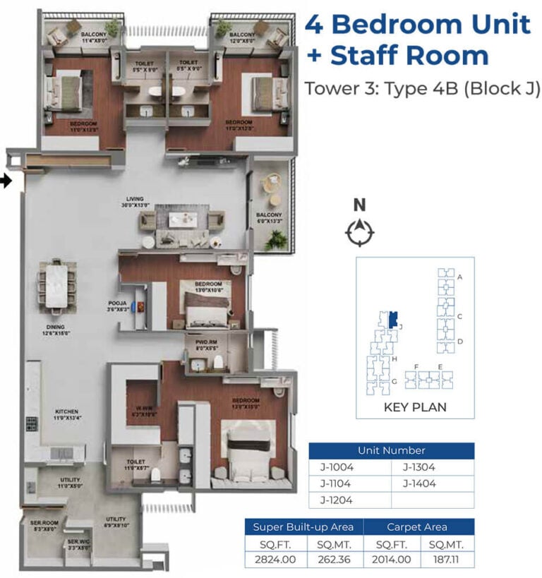 4BHK-Staff 2824 - Adarsh LakeFront Phase 2