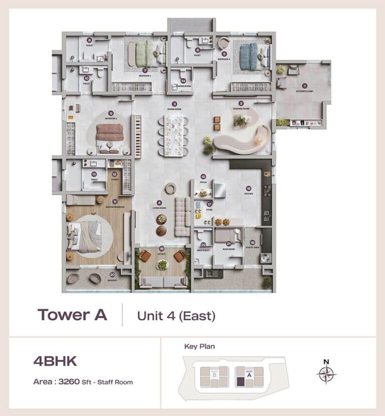 4BHK-Staff 3260 - Lansum Elena Kokapet