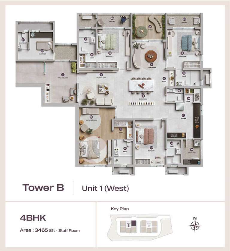 4BHK-Staff 3465 - Lansum Elena Kokapet
