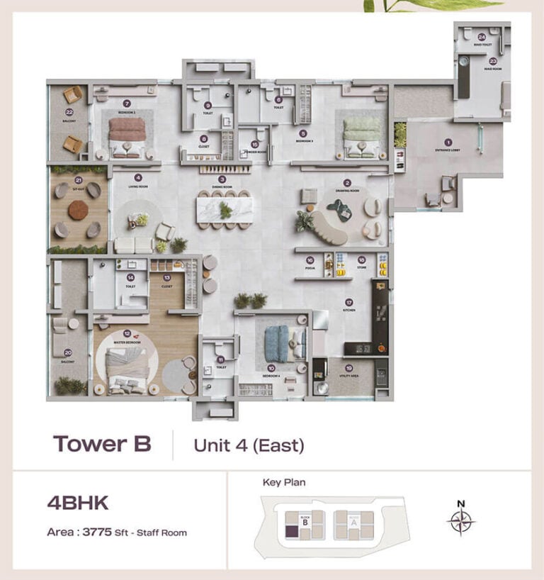 4BHK-Staff 3775 - Lansum Elena Kokapet