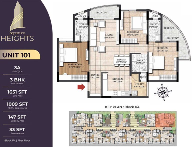 3BHK 1651 - Signature Heights