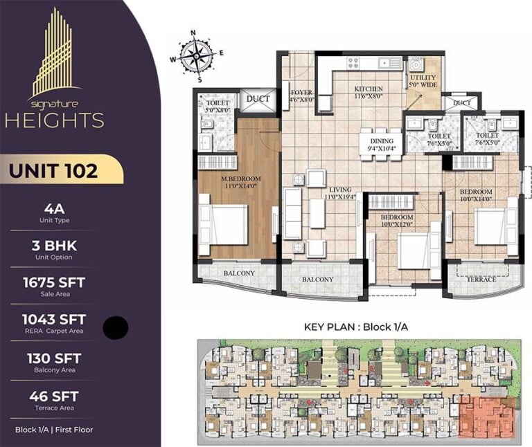 3BHK 1675 - Signature Heights