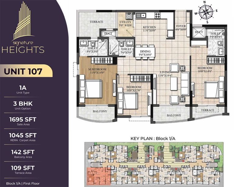 3BHK 1695 - Signature Heights