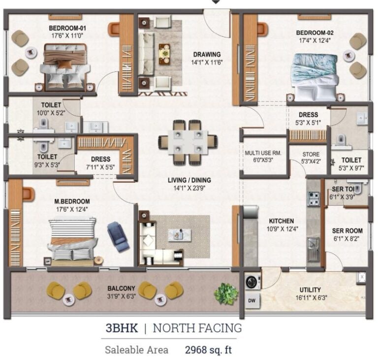 3BHK 2968 - NSL Nakshatra Hyderabad