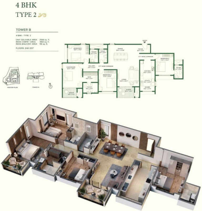 4BHK 2566 - Vaishnavi At-One Krishna Brindavan