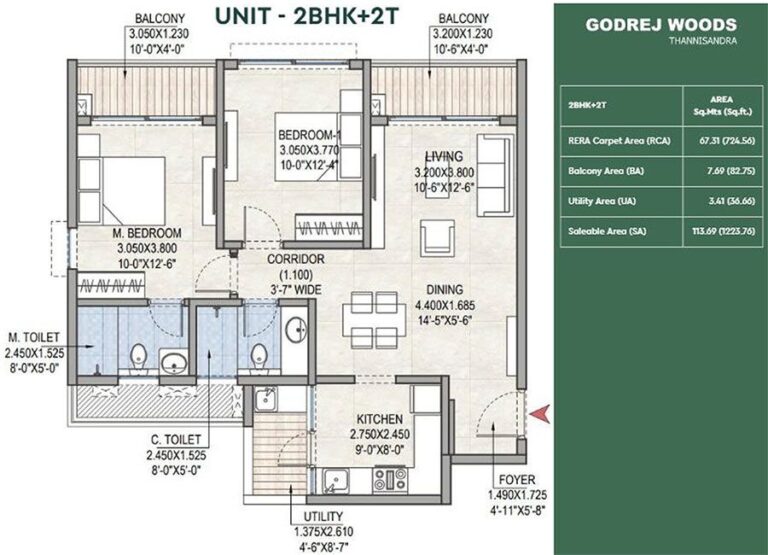 2BHK 1223 - Godrej Woods Thanisandra