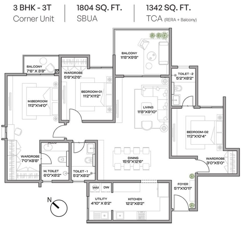 3BHK 1804 - Assetz Codename Beyond Ordinary