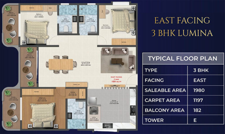 3BHK Lumina 1980 - TRU Aquapolis Whitefield
