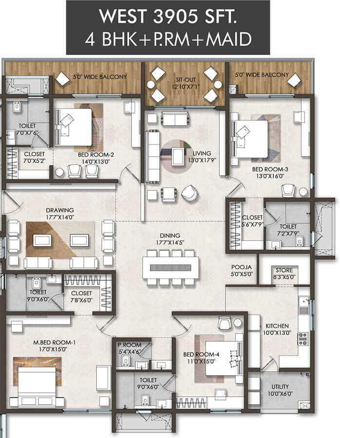 4BHK 3905 - SSI Fortune Grande Hyderabad