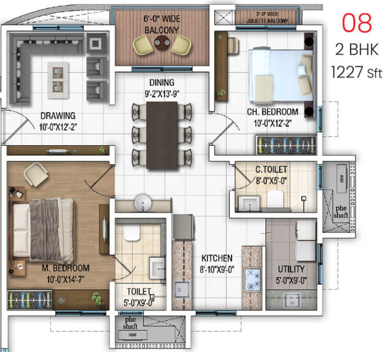 2BHK 1227 - DSR Evoq Whitefield