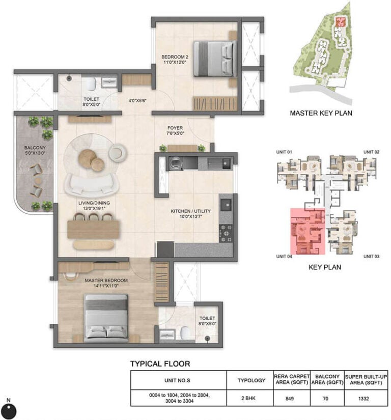 2BHK 1332 - Bricks And Milestones Solcrest
